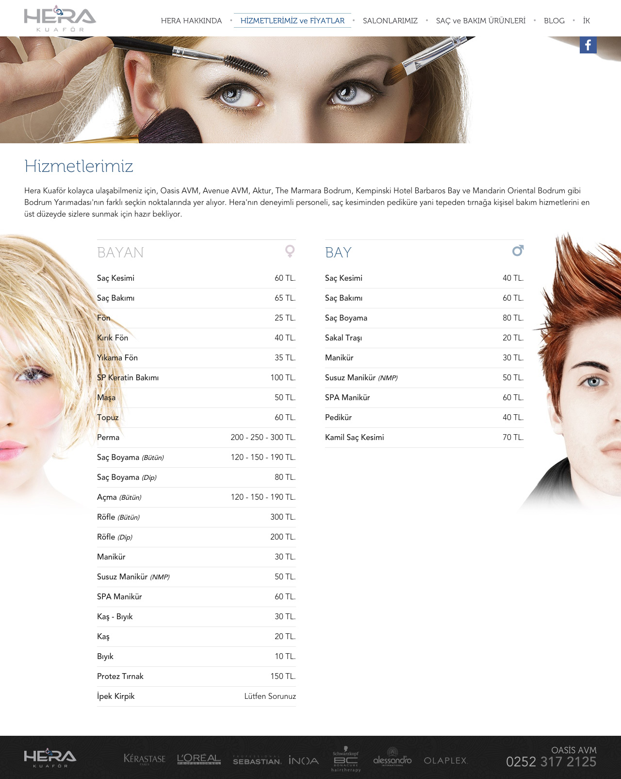 Hera Coiffeur Prices Page